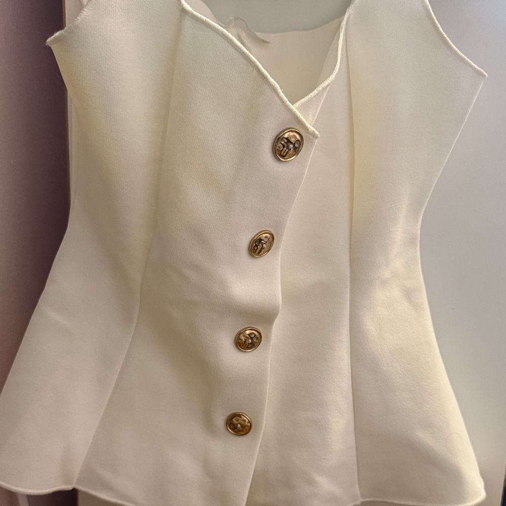 Zara White Buttoned Tank